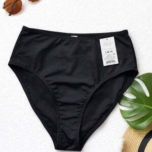 Classic High-Waist Swim Bottoms in Black